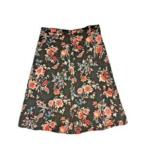 LOFT Plus Women’s Size 20 Button Front Floral Skirt Slit Zip Close Whimsigoth